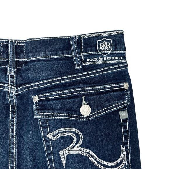 Rock & Republic Bootcut Jeans Men 38x32 Blue Classic Retro Business Casual Denim - Picture 8 of 16